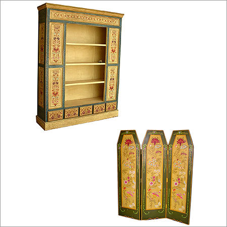 लकड़ी की पेंट की हुई बुक शेल्फ