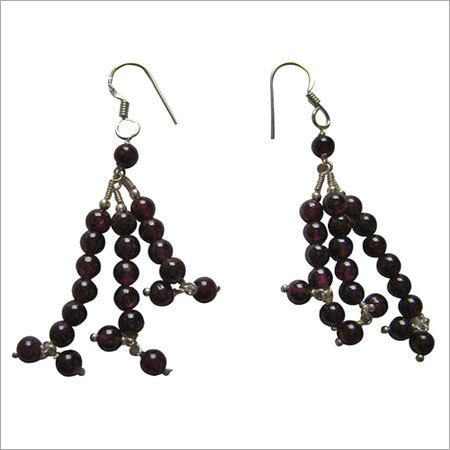 Silver Earrings With Beads 