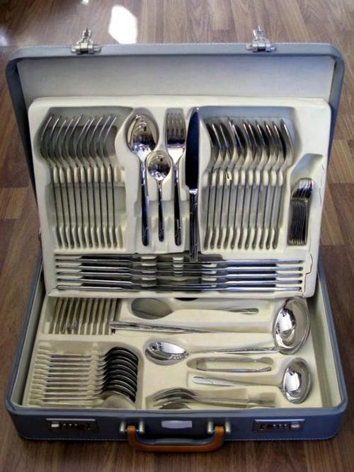 सिल्वर मिरर पॉलिश स्टेनलेस स्टील कटलरी सेट