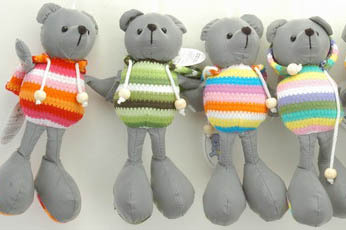 रिफ्लेक्ट मटेरियल के साथ स्टफ्ड बियर कीरिंग