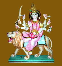 देवी दुर्गा विराजमान प्रतिमा चित्रकारी