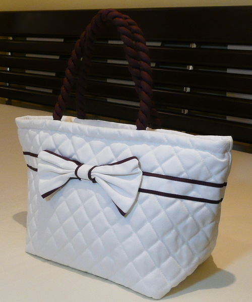 Designer Ladies Cotton Satin Handbag - Cotton Fabric, Double Handles, Ivory White | Light & Stylish, Zipper Closure, Ideal For Office, Parties, And Shopping