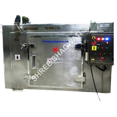 Tray Dryer Machine - Stainless Steel, Fully Automatic, Digital Temperature Control, Mirror Finish Trays | Adjustable Inlet & Outlet, Lubricated Drive, 1-Year Warranty, User-Friendly Trolley System