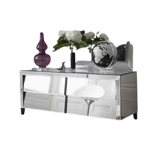 Rectangular Glass Mirror Side Table
