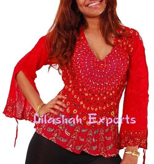 Red Rayon Mandala Top Tunic