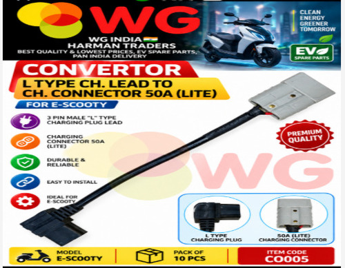 E-Scooty Converter L Type Charger Lead To Charger Connector 50A (Lite) - Material: Plastic