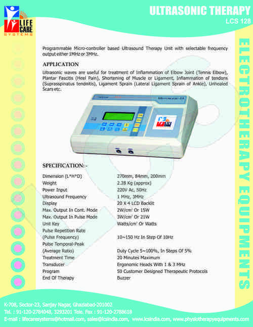 1 And 3 Mhz Ultrasonic Therapy Machine (Lcs-128)