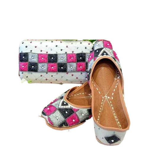 Multicolor Punjabi Juttis With Matching Clutches