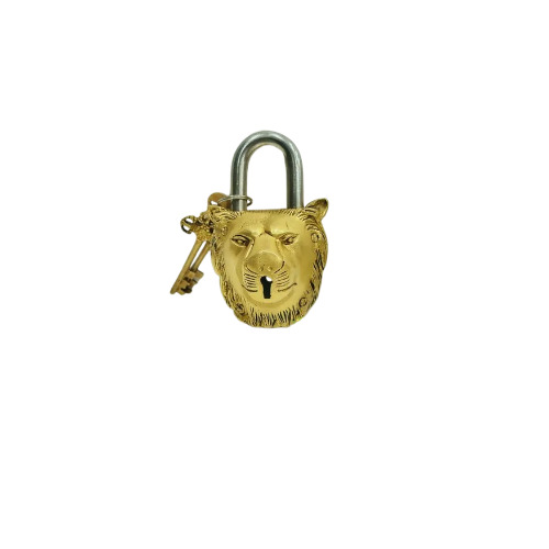 Beautiful Antique Look Lion Face Brass Pad Lock - Color: Available In Different Colors