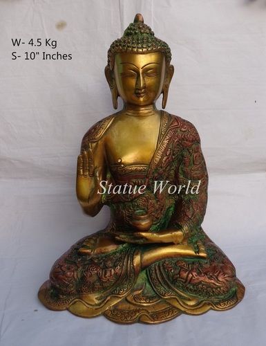 Brass Buddha Statue In Antique Finish