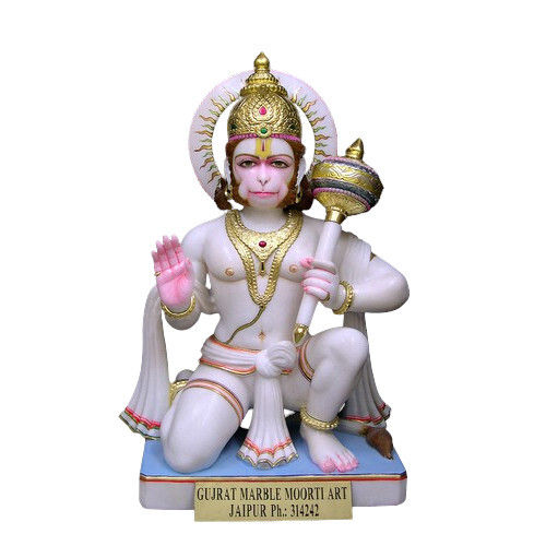 Marble Hanuman Statue for Worship in Home and Temple