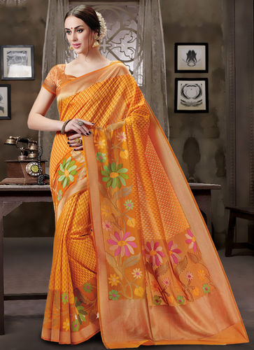 Meghdoot Traditional Mustard Colour Woven Saree