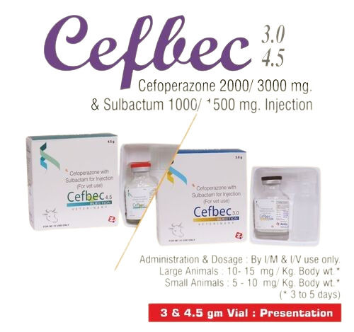 Cefoperazone and Sulbactam 3 gm Veterinary Injection