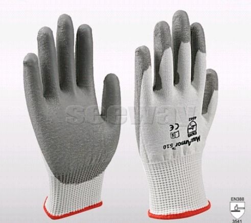 Seeway Pe Glass Fiber Level 5 Anti Cut Hand Gloves With Grey PU Coating Palm For More Protection