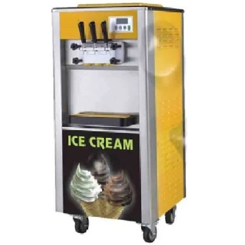 Softy Ice Cream Machine - Stainless Steel Body, 54x58x135 cm, Brown | 2 In 1 Flavour, 25 L/H Cooling Capacity, 2.3 kW Power, 1 Year Warranty