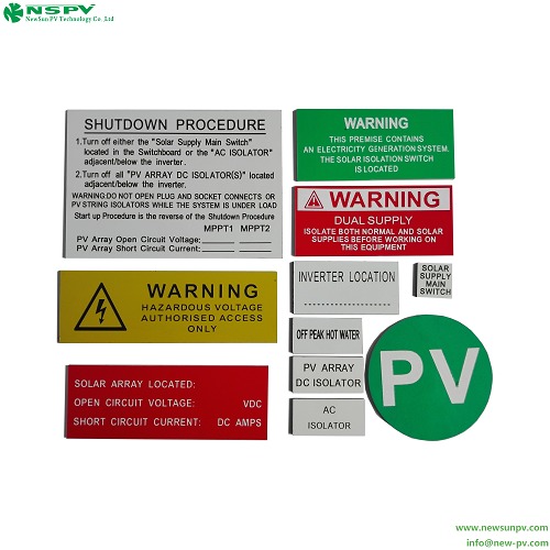 Solar Warning Notice Indication Label for Solar PV System