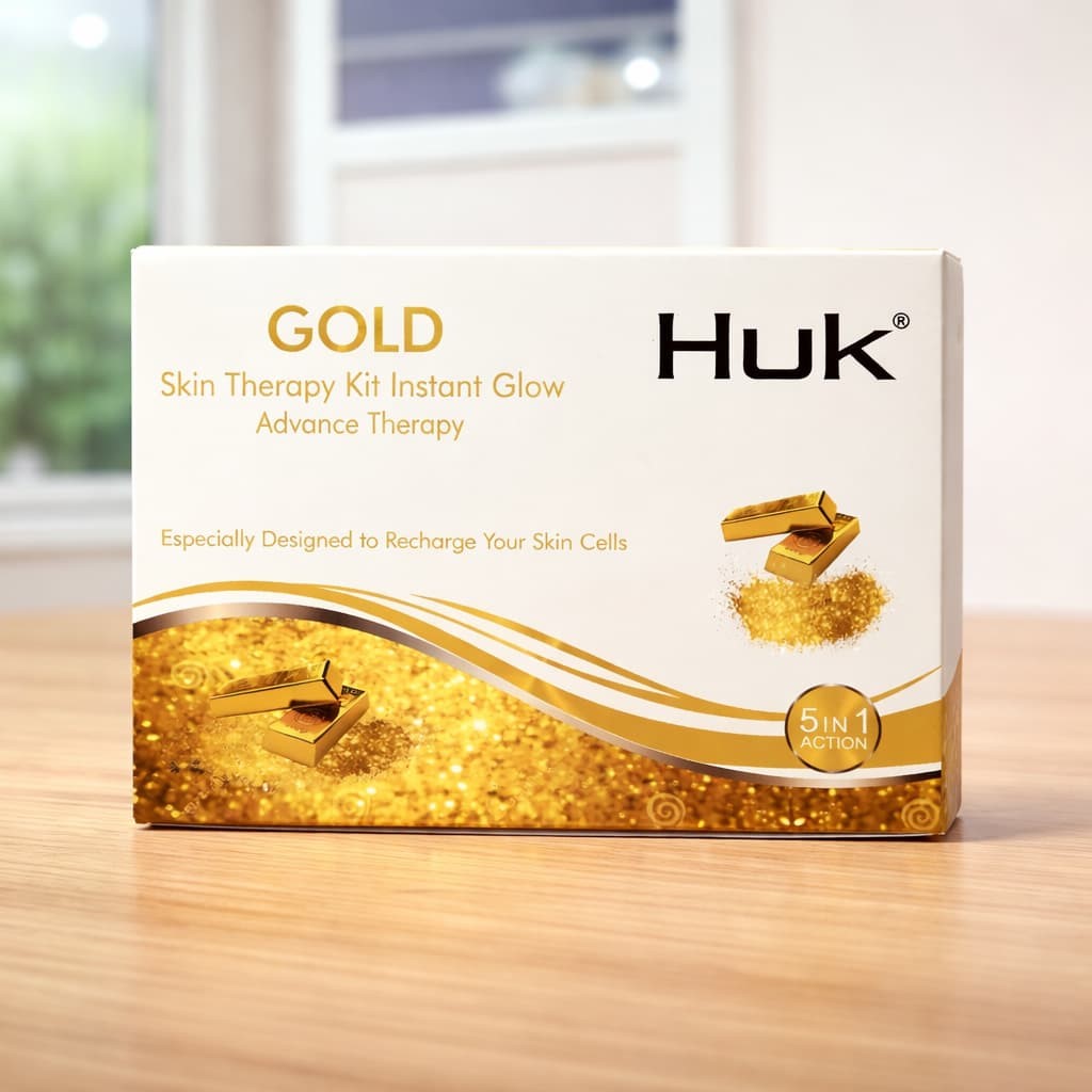 Huk Natural Gold Facial Kit - 300g Herbal Extracts Infused with Pure Gold | Restores Moisture, Enhances Softness, and Promotes Radiance