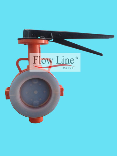 PVDF Lined Butterfly Valve - 40mm to 300mm Size, 3mm Lining Thickness, Red Color | Reliable Performance, Longer Life, Diverse Application