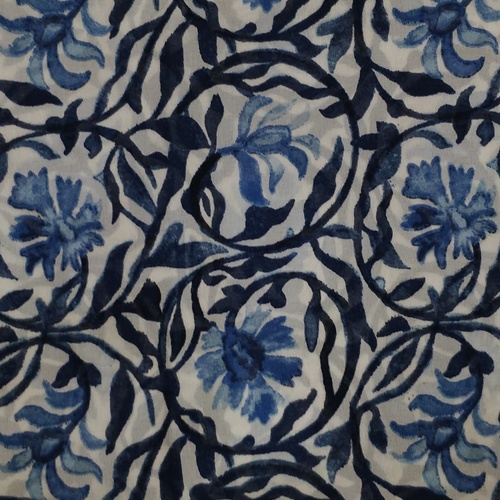 100% Polyester Printed Malo Georgette Fabric - 70 gsm, 42" Width, Blue and White Floral Pattern | Printed Georgette Texture, 25% Shrinkage