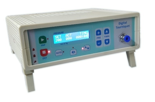 Digital Tourniquet Machine - 16x2 LCD Display, Silicon Autoclavable Cuff Sizes, Gray Plastic Body | Hospital Use, Cuff Pressure 50-400 mmHg, 299 Min Duration