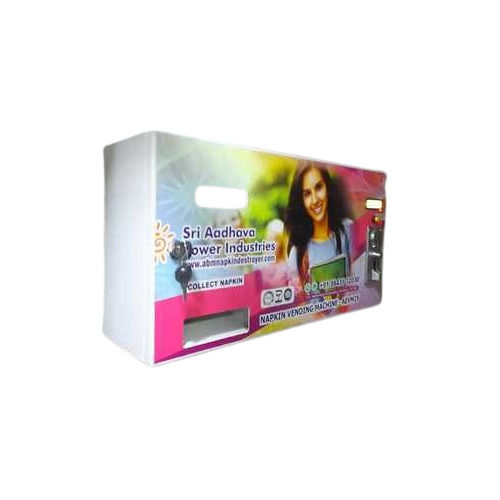 White Mild Steel Automatic Sanitary Napkin Vending Machines with 6 Months of Warranty