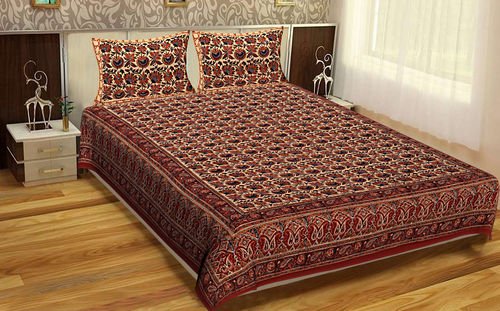 Bagru Block Printed Indian Handmade Brown Mutty Color Floral Rajasthani Bedspread