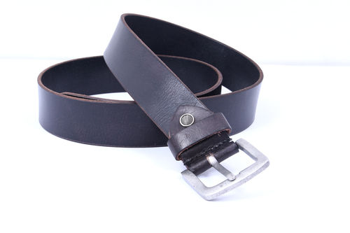 Brass Plain Leather Belt (Black)