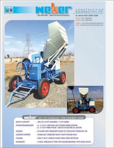 10/7 CRT Hydraulic Type Concrete Mixer at Price 129000 INR/Piece in
