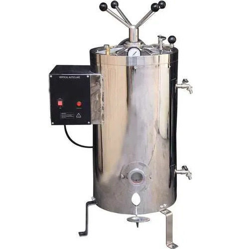 Vertical Radial Locking Autoclave - Stainless Steel, Semi Automatic, 220-240V | Industrial Grade Safety Features, Pressure Gauge, Double Safety Valve, Vacuum Breaker, Energy Efficient Heaters, Easy Clean Drain Valve