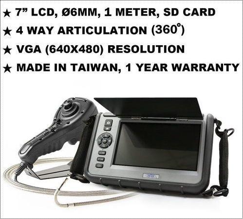 7" Lcd 4 Way(360a ) Articulation I 6mm 1m Vga Borescope Videoscope Ndt Jkvs-60014