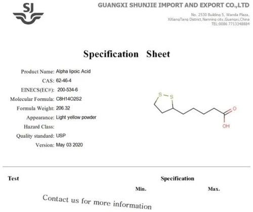 Alpha Lipoic Acid Powder Application: Pharmaceutical Industry