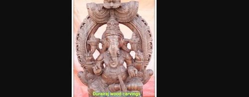 Eco-Friendly Handmade 3 Feet Wooden Ganesha Statues