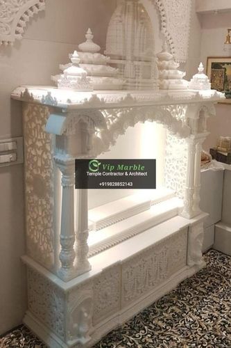 Polishing Carved White Marble Temple For Worshiping Hindu God And Goddesses