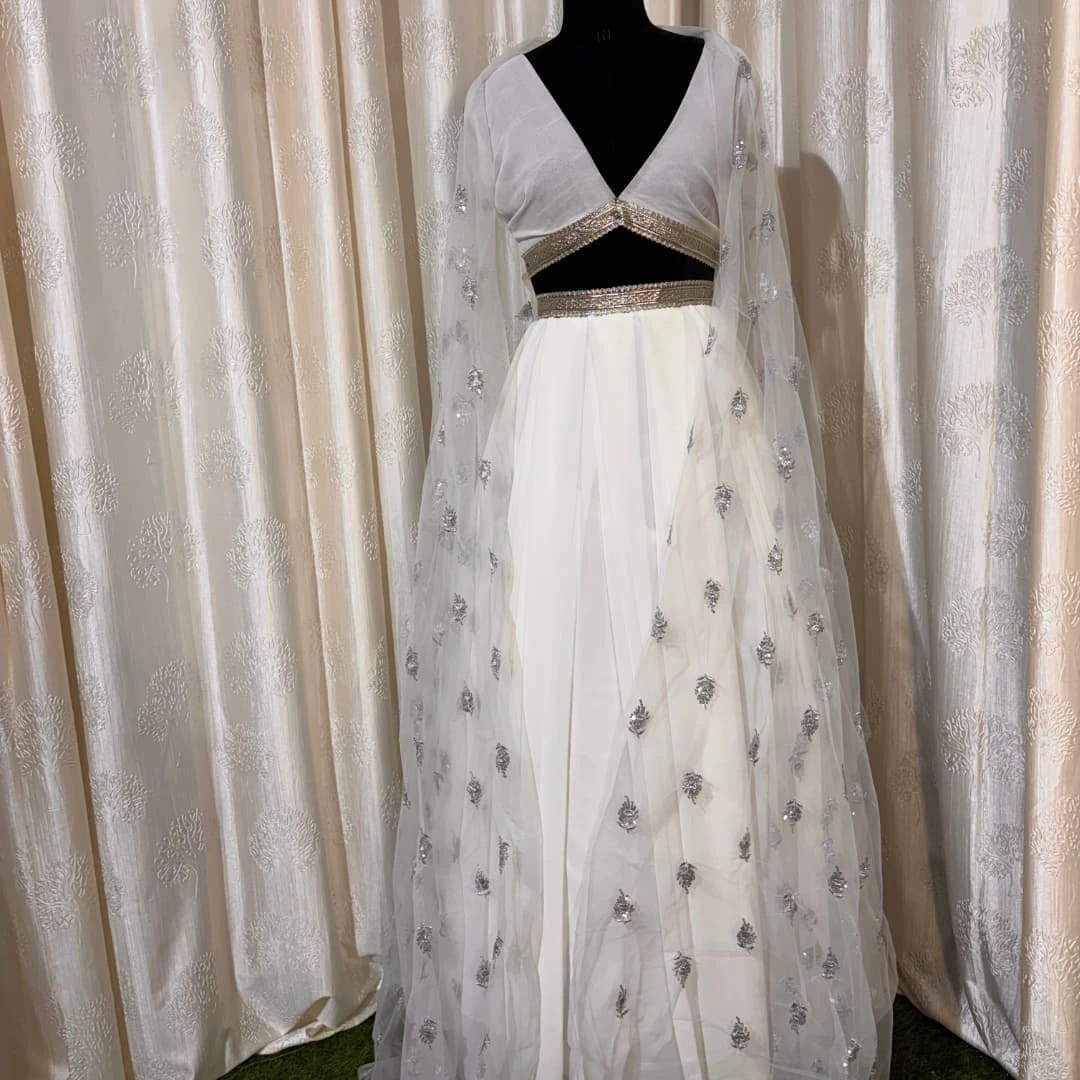 Silver Color Rachel Jaquard Net Fabric - Skin Friendly Stitched Fabric, Long Lasting Durability, Easy Machine Wash, Quick Dry, Light Weight, Custom Size Available