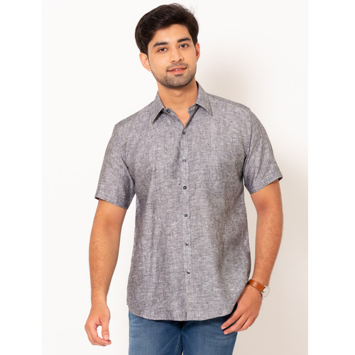 Men Gray Linen Shirt - Color: Various Colors Are Available