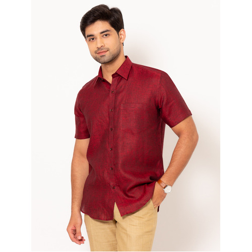 Men Merino Maroon Half Sleeves Shirt - Color: Various Colors Are Available