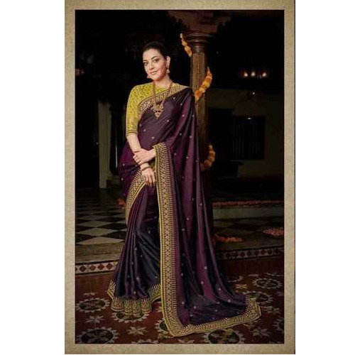 Jacquard Rangoli Silk Saree - Color: Dark Blue