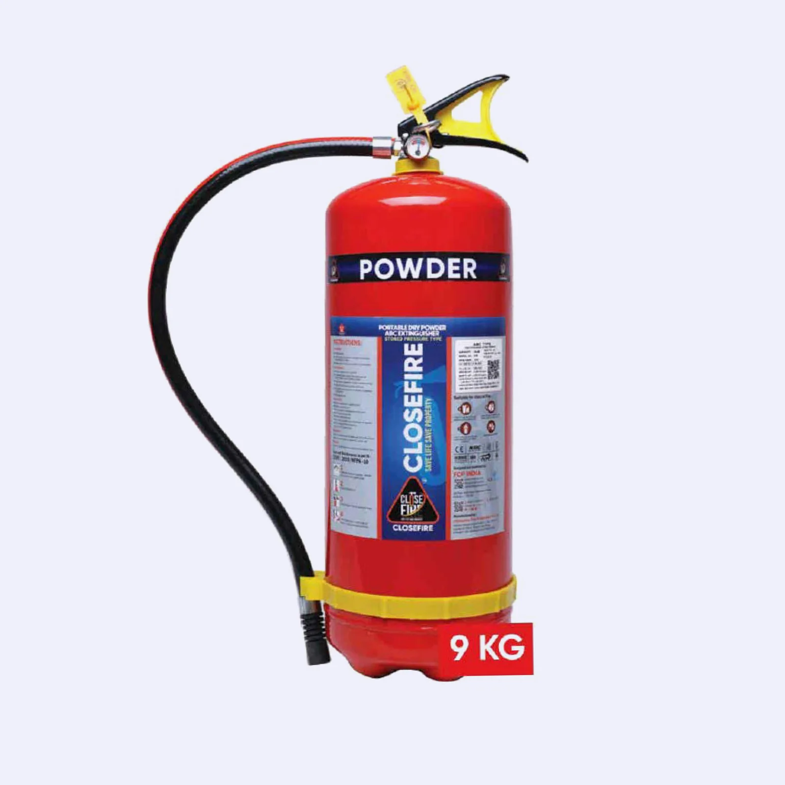 Trolley Mounted CO2 Fire Extinguisher - 2, 3, 4.5 kg Capacity, Red Metal | Wheel/Squeeze Grip Valve, 95% Minimum Discharge Efficiency, Upright Operation