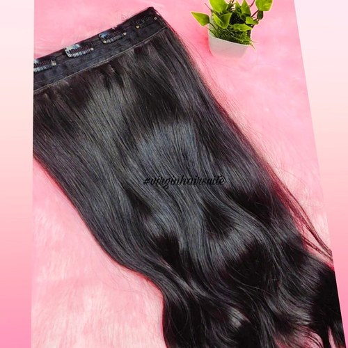 Natural Wavy Human Hair - 100% Virgin Raw Indian Hair, Clip-In Extensions 18-26 Inches, Black | Tangle-Free Remy Hair, Warranty Over 12 Months