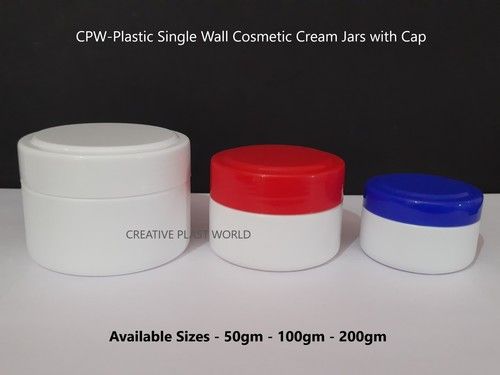 Available In Different Colors Round Shape, Cpw Plastic Single Wall Cosmetic Flat Cream Jars With Cap