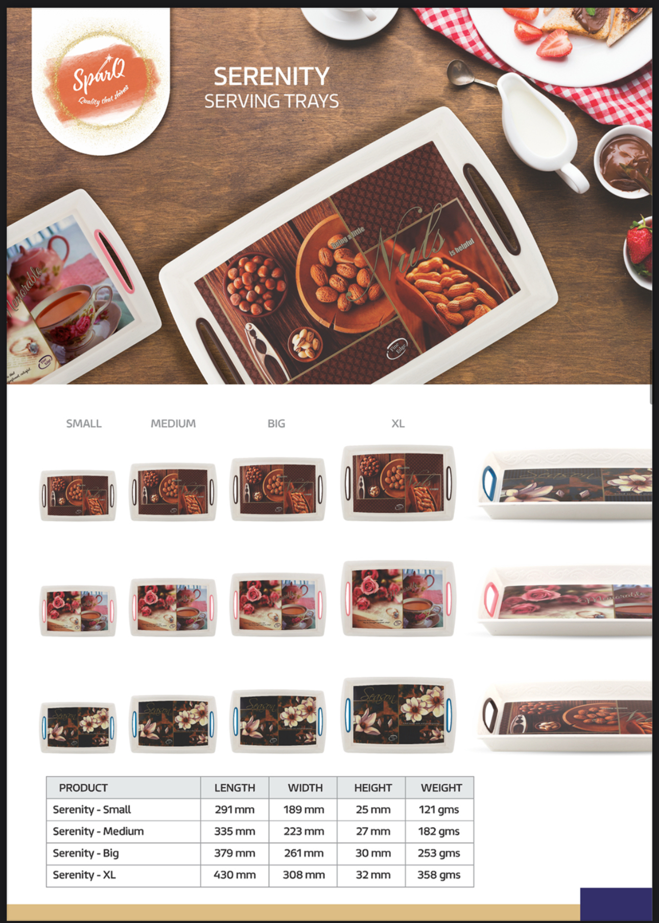 Fine Edge Printed Serenity Serving Trays - Material: Pp