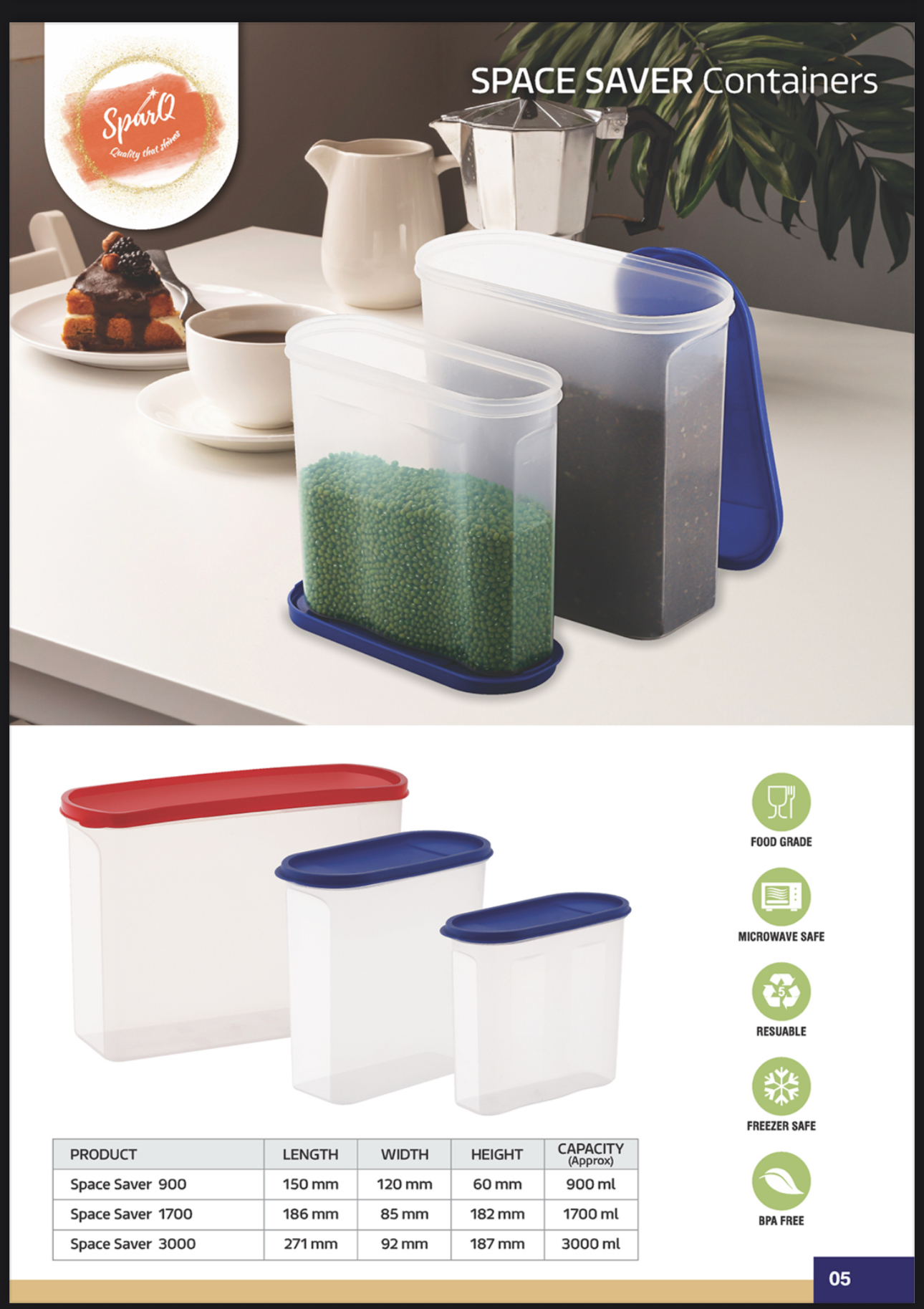 Space Saver Plastic Storage Containers - Color: Blue