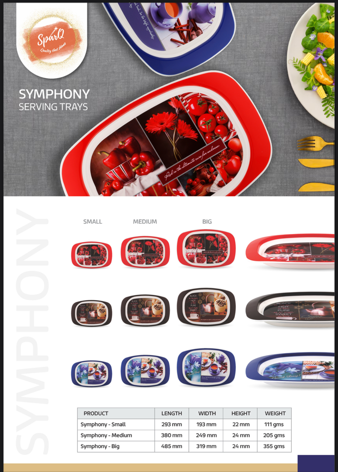 Symphony Microwave Safe Food Grade Serving Tray - Color: Black