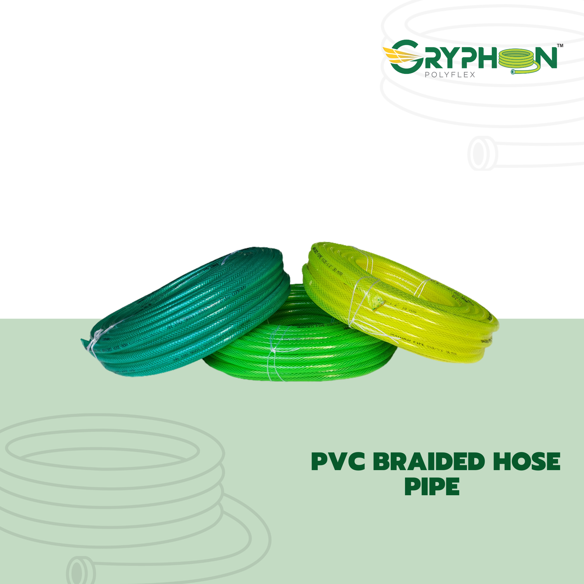 Round Shape Red, Green, Yellow PVC Braided Hose Pipe - 1/2 to 1-1/2 Inch Diameter, 30 Meter Length | Durable, Rust Proof, Leak Proof, Accurate Dimensions, Fine Finish