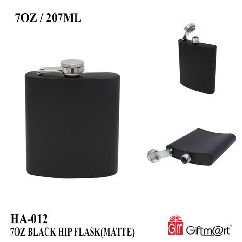 HA-012 7OZ Matte Black Hip Flask 207ML