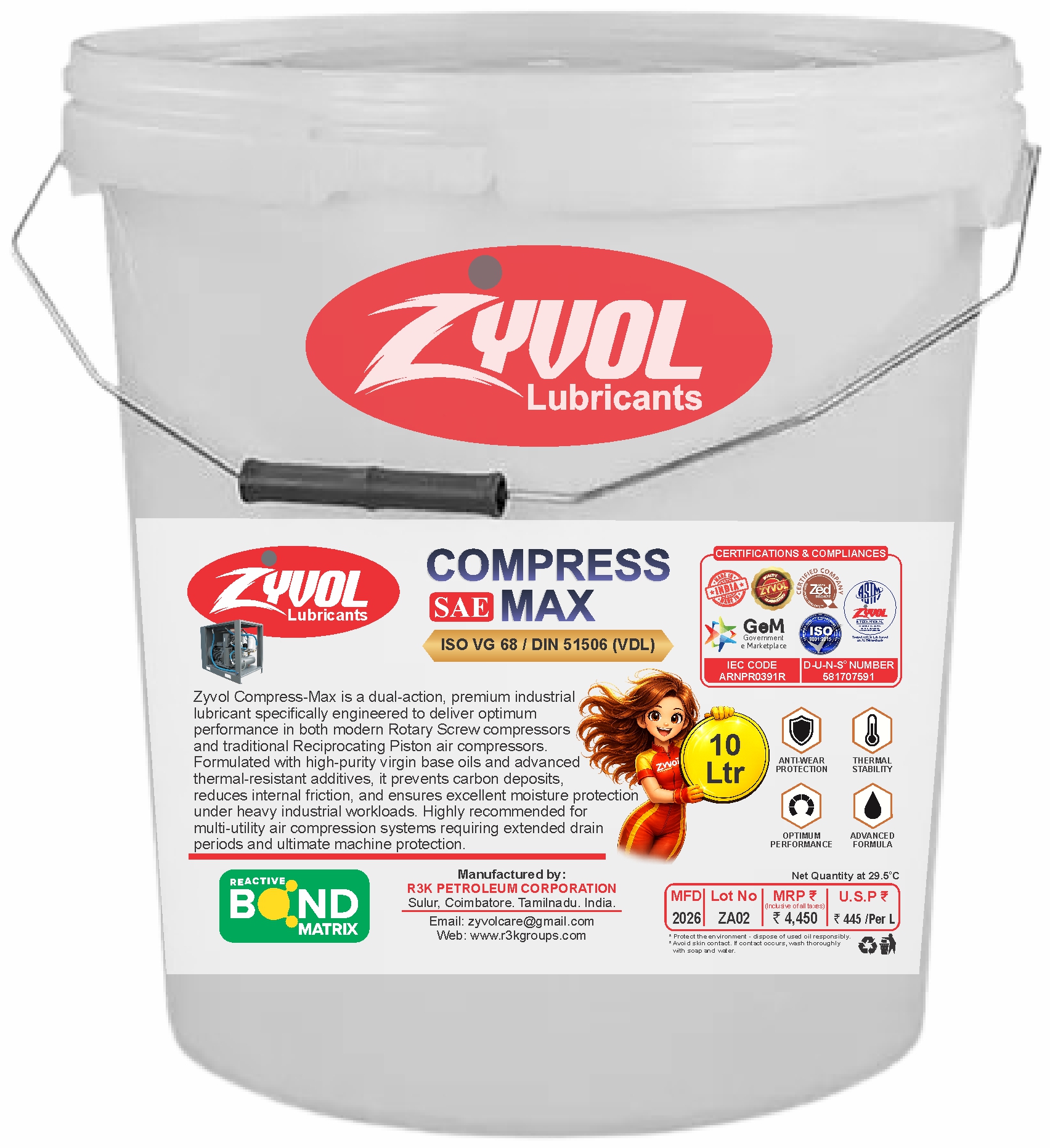 Zyvol Compress Max Compressor Oil - Application: Industrial