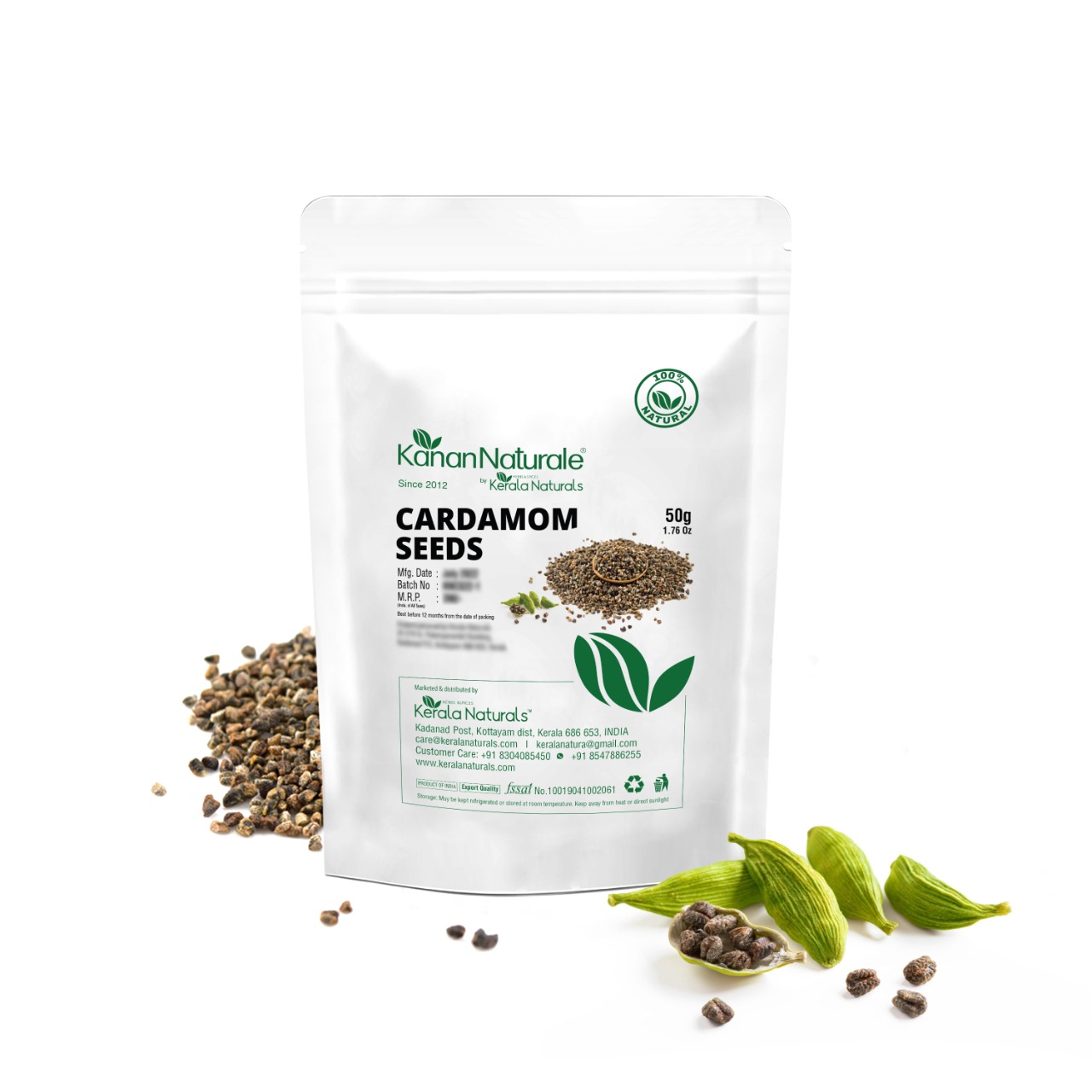 Naturals Cardamom - 50 Grams Granule Seeds, Green Color | No Artificial Colors, No Preservatives, Ayurvedic and Unani Usage