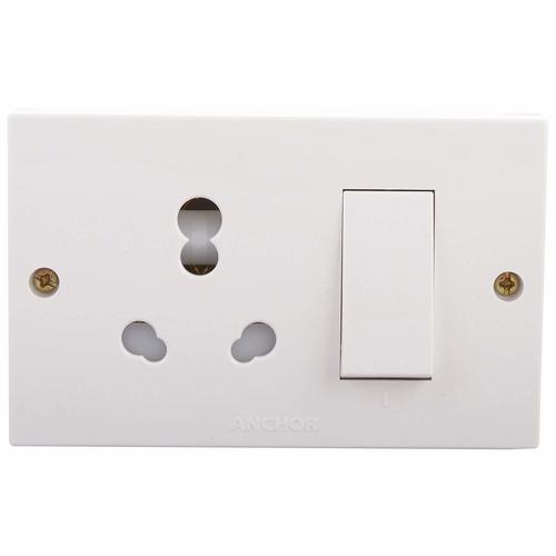 White Color Polycarbonate 20 Amp Penta Combined 2-hole Box With Switch