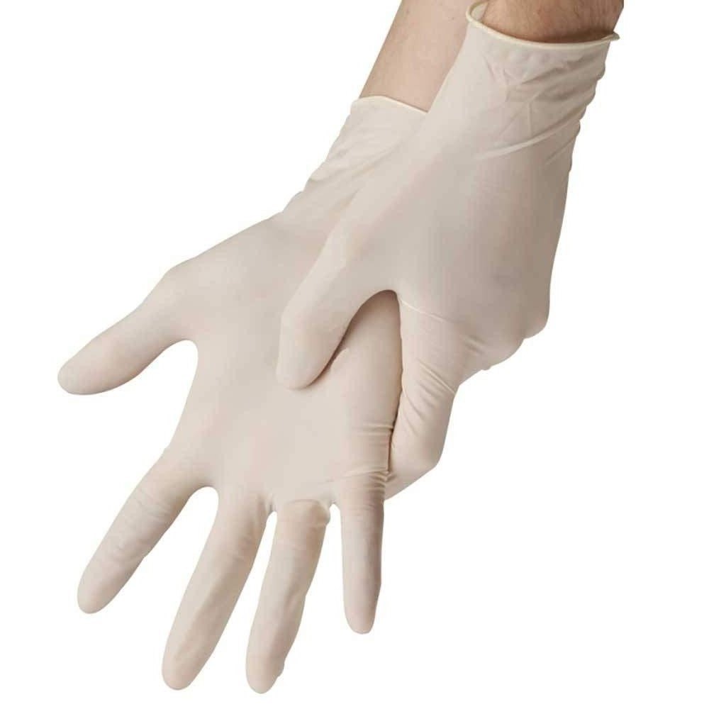 लैब, हॉस्पिटल के लिए व्हाइट पाउडर फ्री फ्लेक्सिबल लेटेक्स मेडिकल एग्जामिनेशन हैंड ग्लव्स