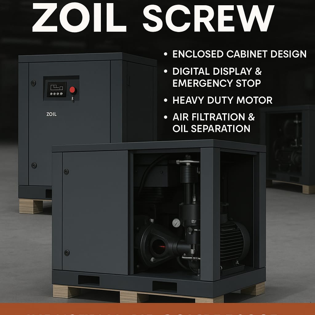 Screw Compressor - Electric Driven, 415 Volt Ac Three Phase | Black, Vibration-free Positive Displacement, High Efficiency